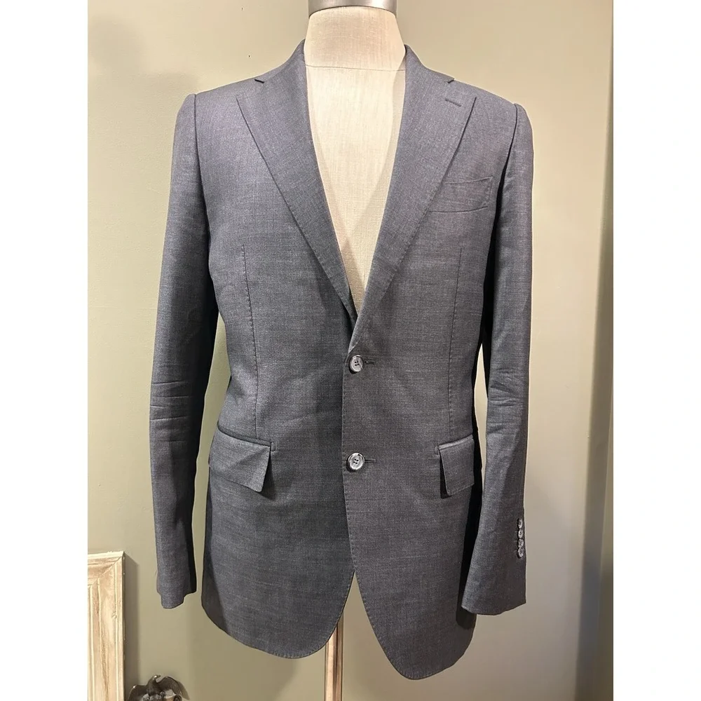 SuitSupply Lazio Blazer Jacket Wool Mens 40L Slim Gray Vitale Barbaris Canonico